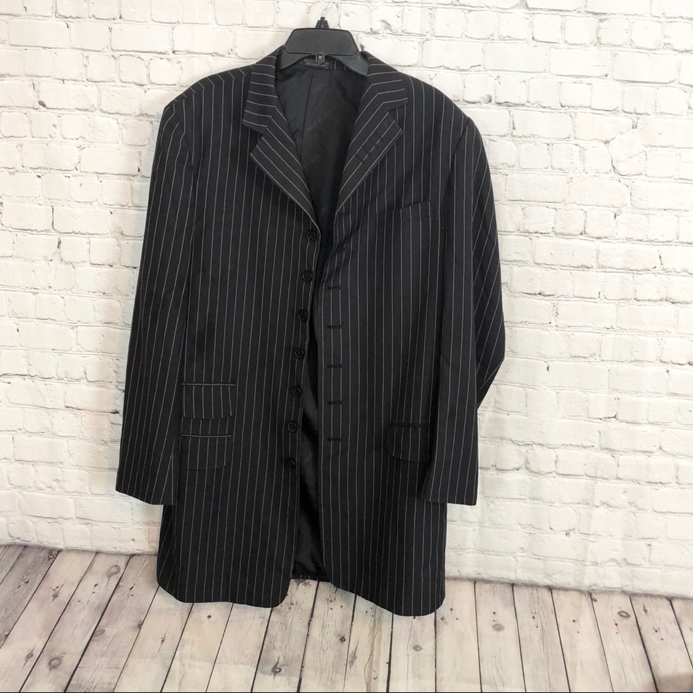 Vittoria St. Angelo Black Pinstripe Men Suit Jacket